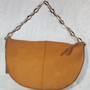Universal Thread Tan Slouched Half Moon Hobo Shoulder Bag with Gold Chain